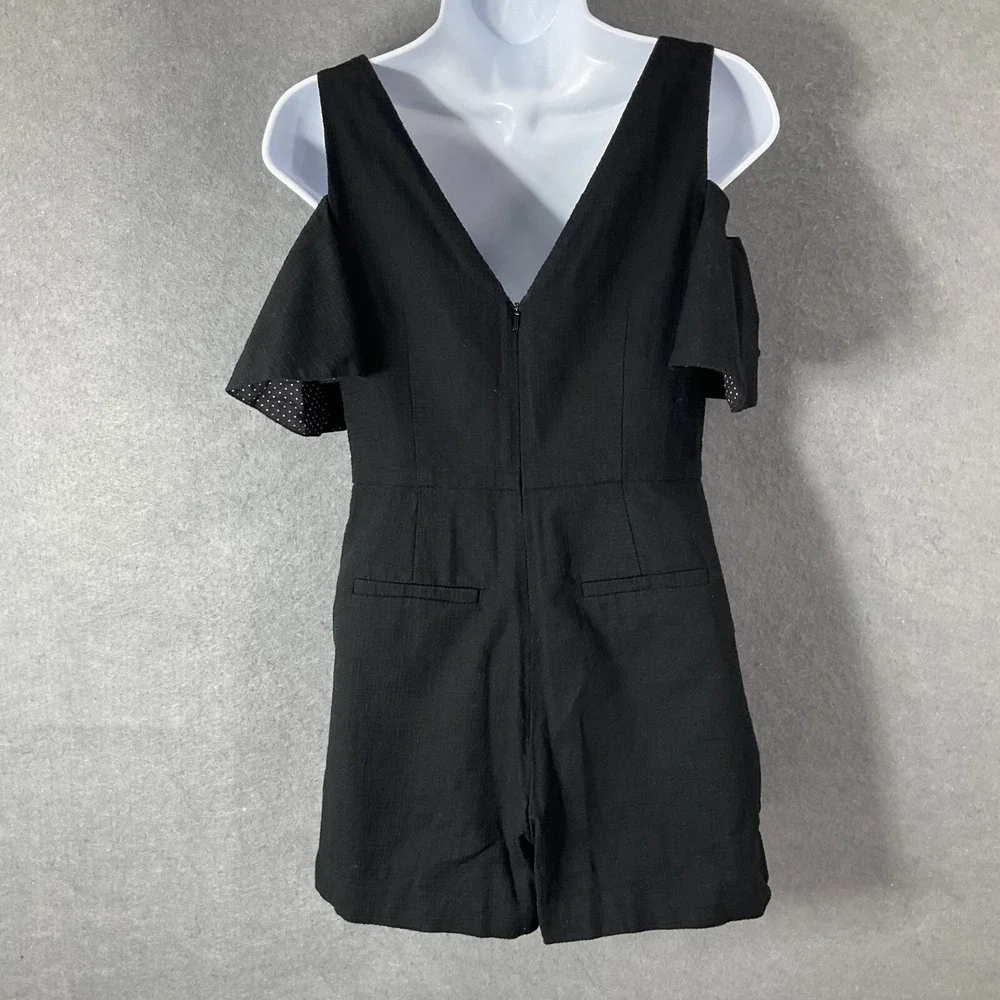 Elevenses‎ Romper Womens 0 Black 100% Cotton Cold Shoulder Pockets Festival Boho